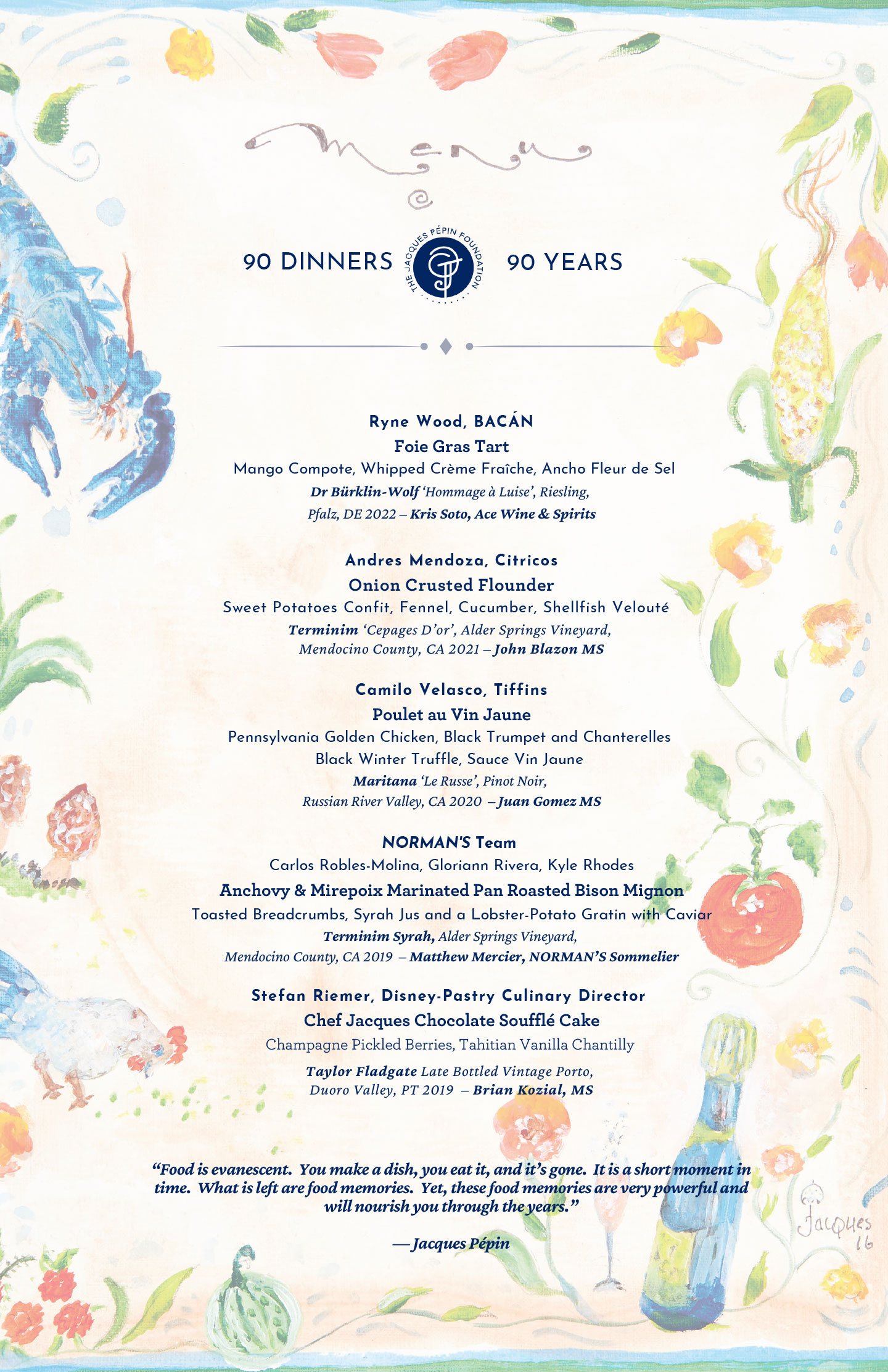 90/90 Dinner Menu for Norman’s