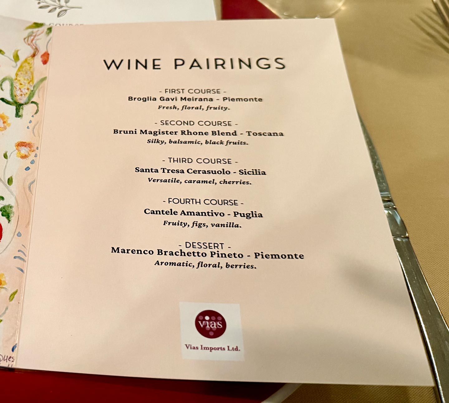90/90 Dinner Menu for Tiro A Segno of NY