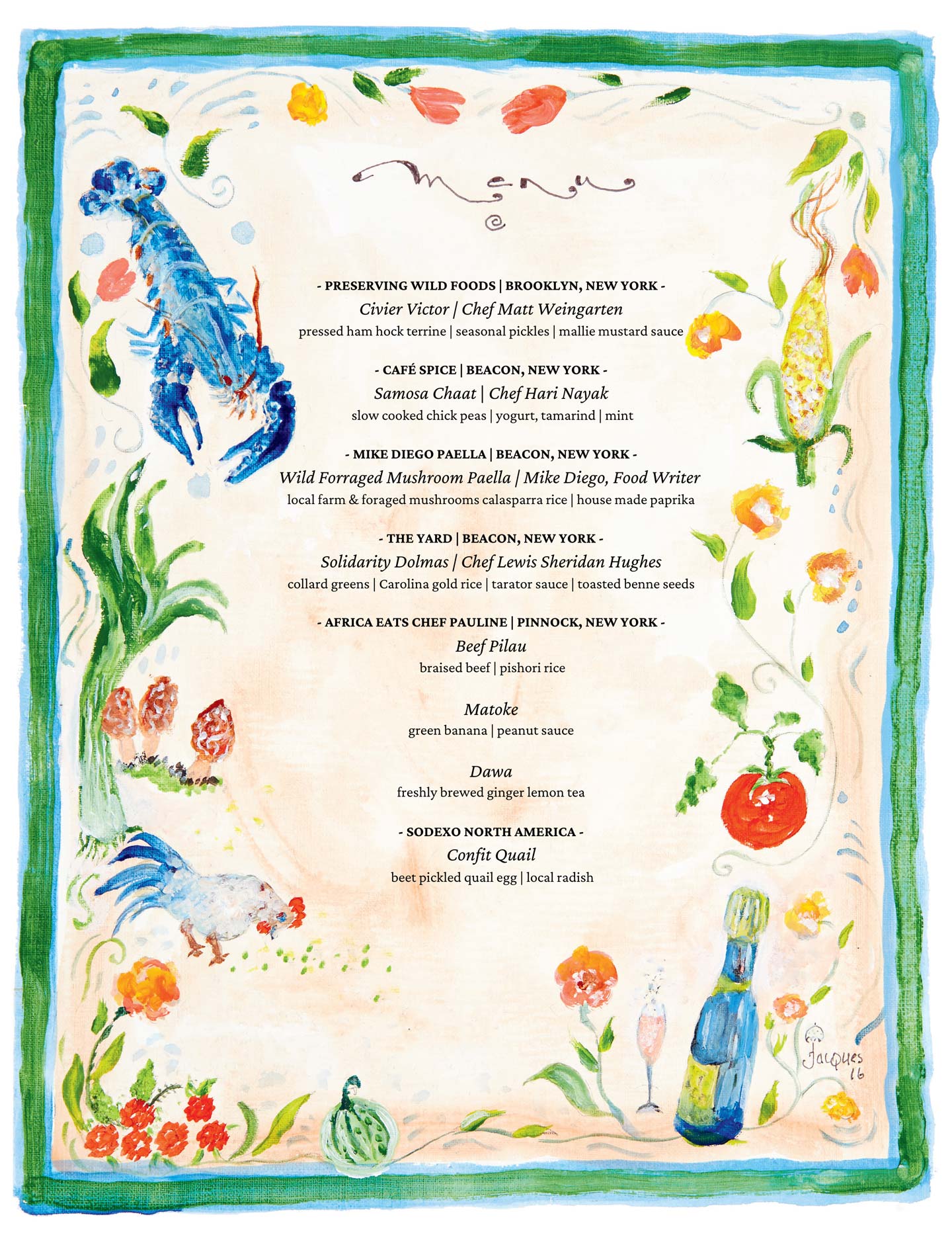 90/90 Dinner Menu for Hudson Valley Chefs Celebrate Jacques Pépin