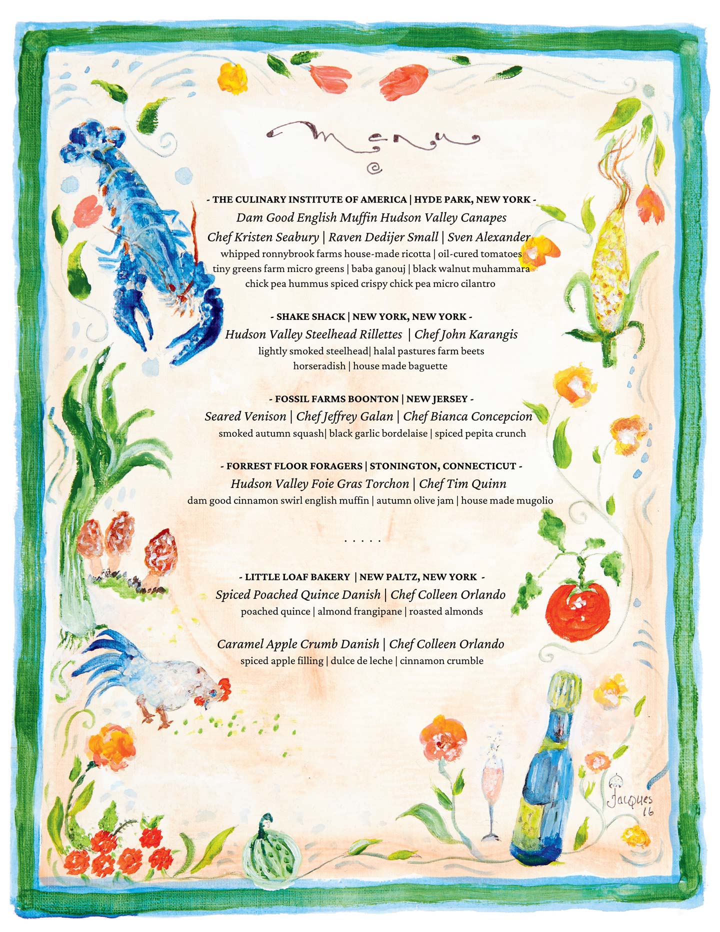 90/90 Dinner Menu for Hudson Valley Chefs Celebrate Jacques Pépin