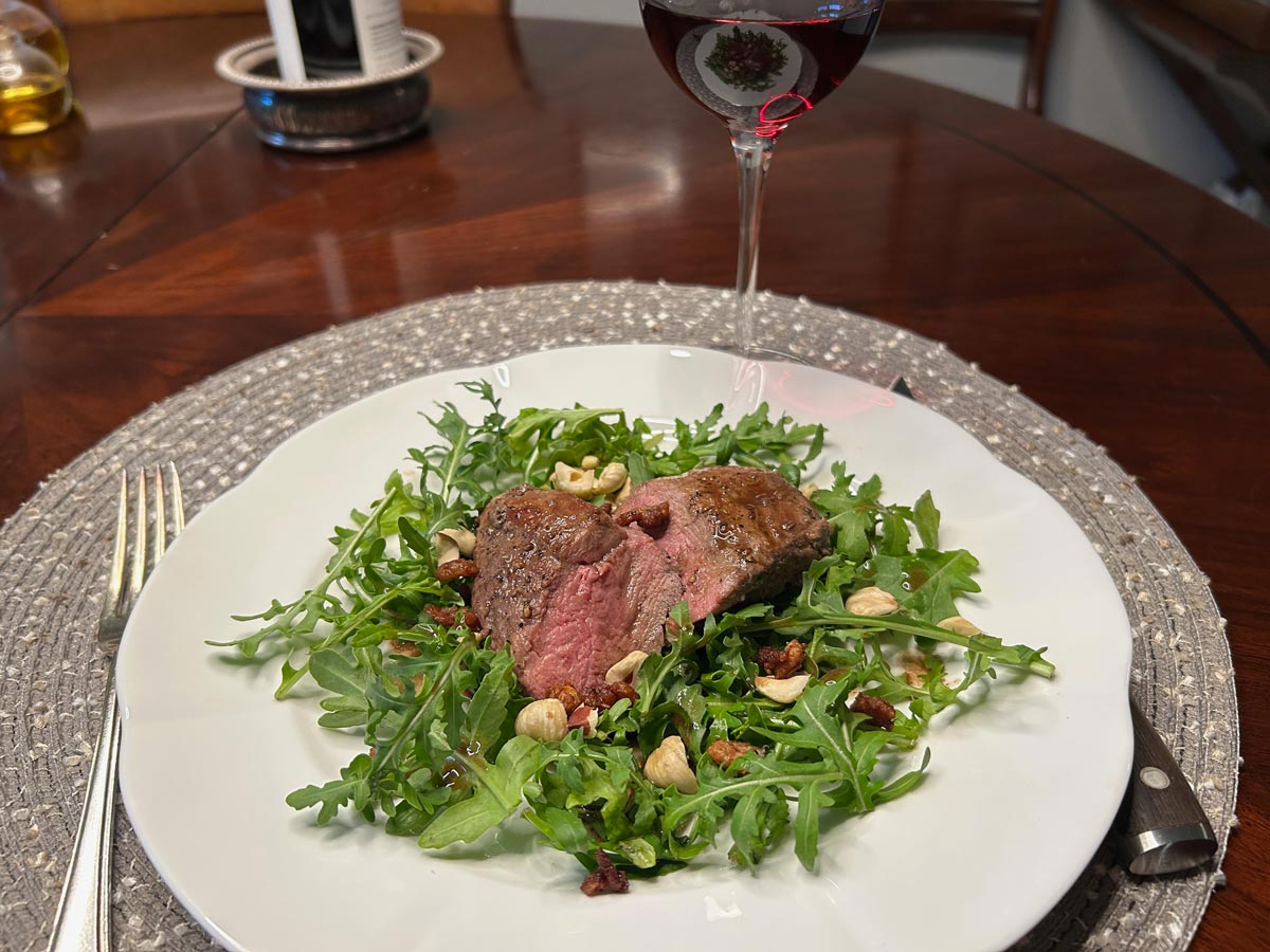 Sautéed Duck Breast with Arugula Salad and Cracklings