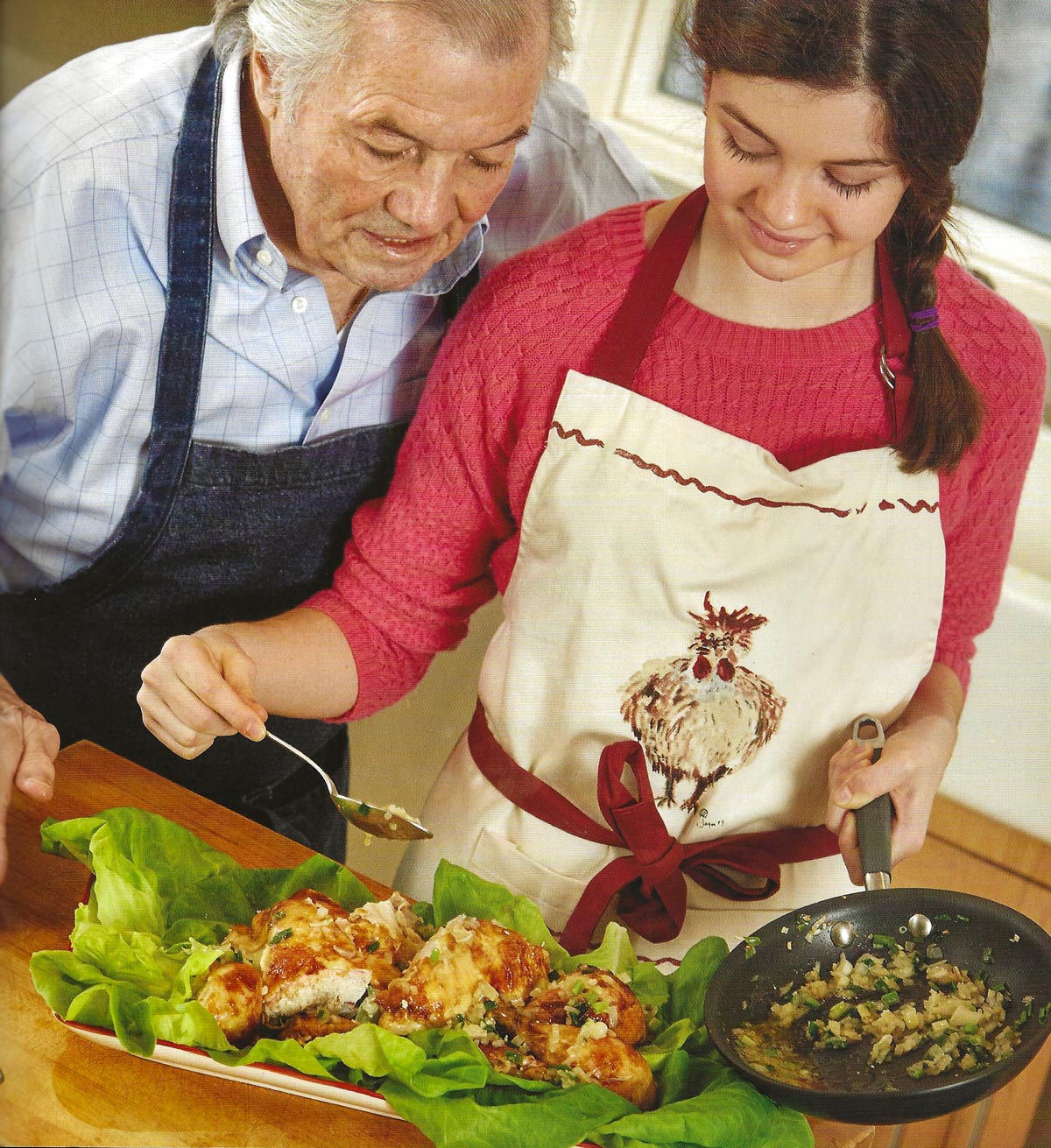 Roast Chicken on Garlicky Salad
