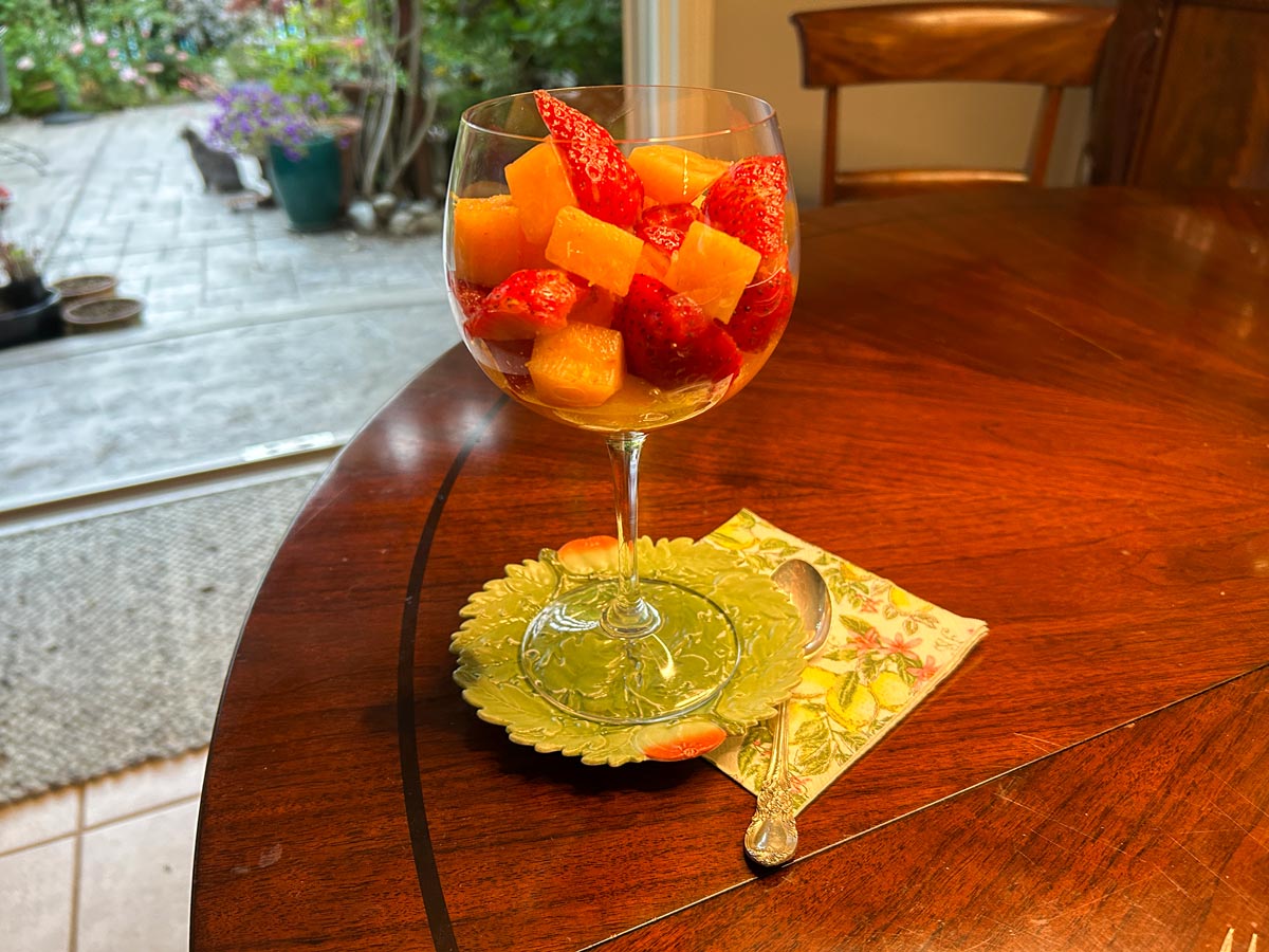 Melon and Strawberries in Honey Sauce