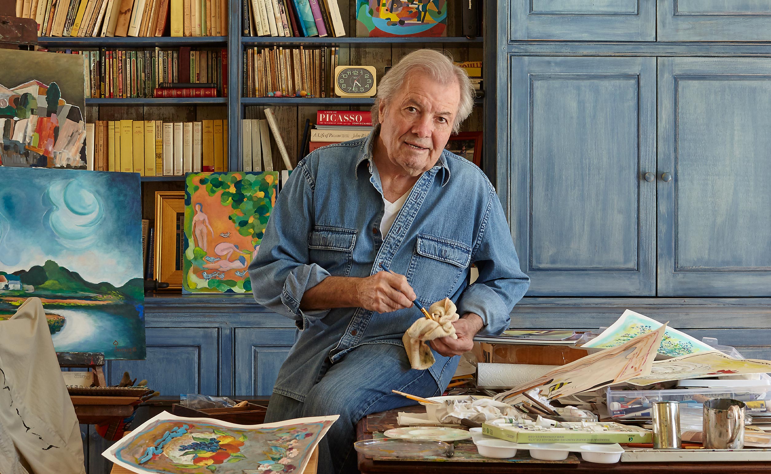 Jacques Pepin in the art studio