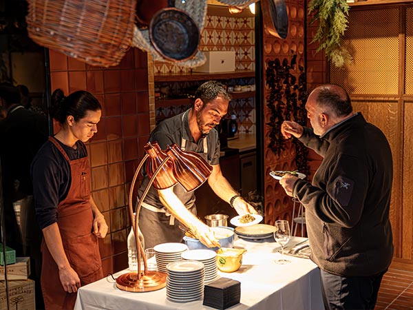 Dining station at the Casa Teresa 90/90 dinner event