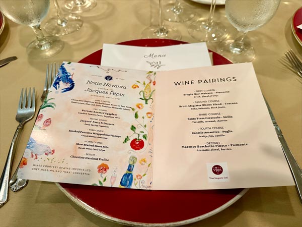 Plate with 90/90 dinner series menu at Tiro A Segno