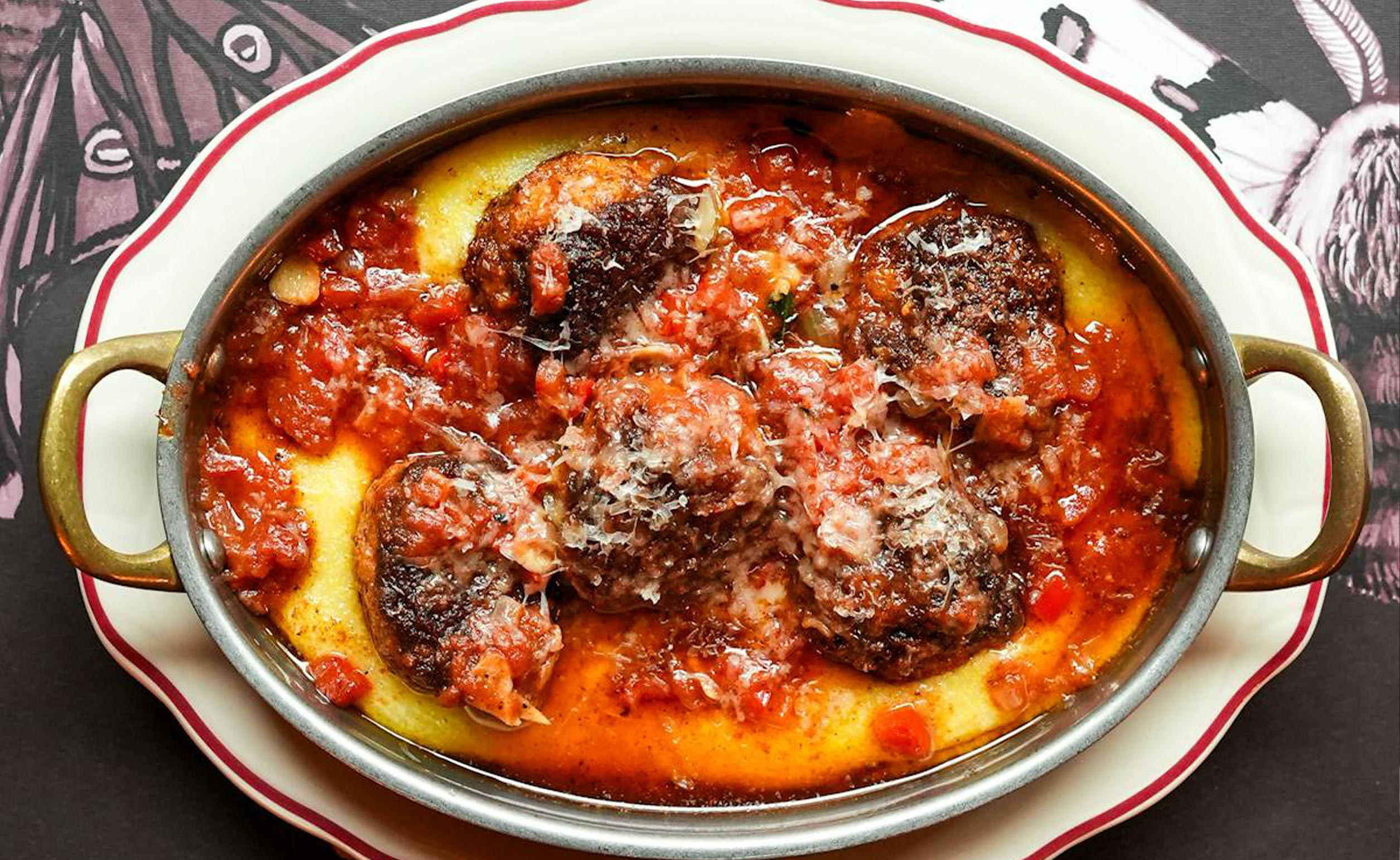 Dish of meatballs at Neb