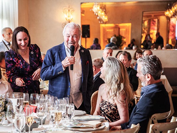 Jacques Pepin, Marissa Ain and guests at the 90/90 dinner at l'escale